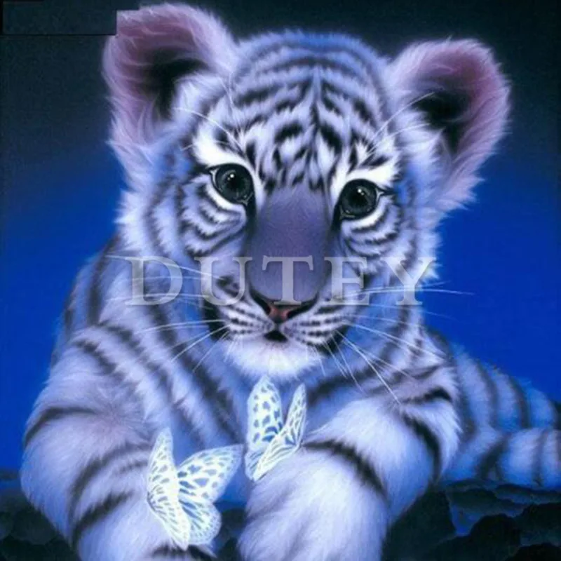 

square full Diamond Painting Tijger Cup Met Vlinders LK1