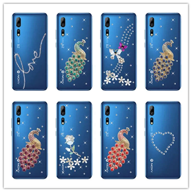 

Luxury Bling Crystal Diamond Rhinestone Phone Case Cover For ZTE Axon 10 9 pro 7mini Nubia Z17 Z18 mini Z11 Z9 M2 Lite N1 N2 N3