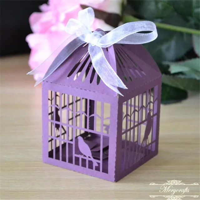 50pcs Free Shippment Elegant Purple Wedding Theme Laser Cut Birdcage 50pcs Free Shippment Elegant Purple Wedding Theme Laser Cut Birdcage Favor Bo With Ribbon