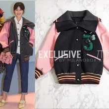 Новое поступление рукав "летучая мышь" oversize Толстовки Для женщин Повседневная куртка лоскутное розовый серый аппликации Бисер пальто свободного кроя