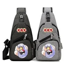 Высокое качество аниме Inuyasha сумки USB зарядка унисекс для мужчин и женщин студентов элегантный дизайн одно плечо груди пакет