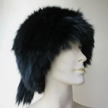 Женская шапка из натурального меха лисы, ручная работа, вязаная шапка черного цвета