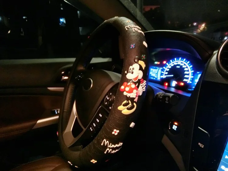 6 цветов Микки Маус Автомобильный руль чехол для авто интерьера мультфильм милый руль чехлы 38 см для девочек