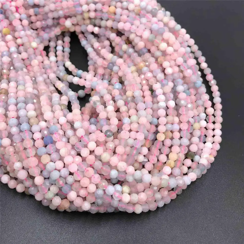 Natural Faceted BerylAquamarinePink MorganiteHeliodor Beads  AAA Quality 4MM Size available,Smooth Beads Jewelry Making,Polished Beads