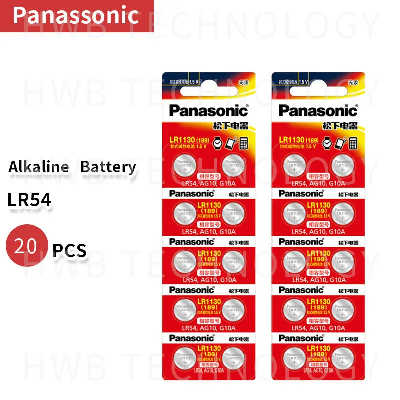 Оптовая продажа 20 шт. 100% натуральная батарея PANASONIC LR54 189 AG10 L1131 SR1130 G10 V10GA 389 щелочные