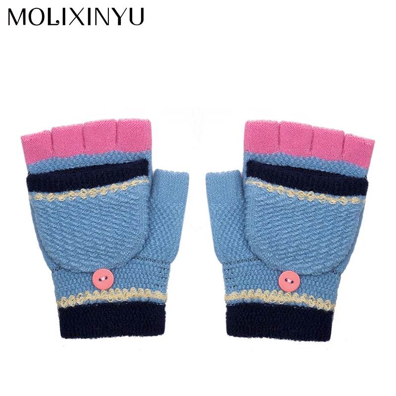 MOLIXINYU Children Baby Gloves Boy Girl Half Finger Fingerless Gloves