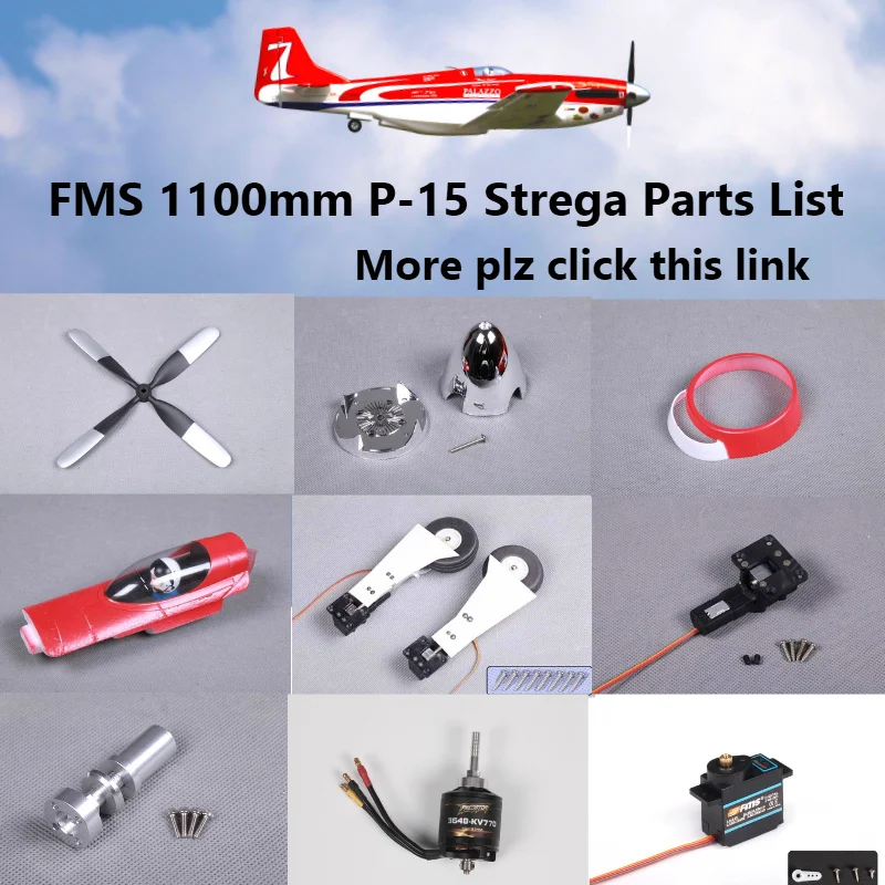 

FMS 1100mm 1.1m P51 P-51 Strega Parts Propeller Spinner Motor Shaft Board Mount Landing Gear Retract RC Airplane Plane Aircraft