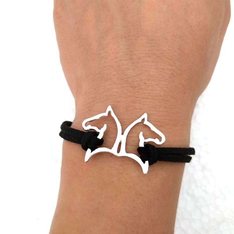 hzew Couple horse Bracelets two horse two colors gold and silver color bracelet for Couple