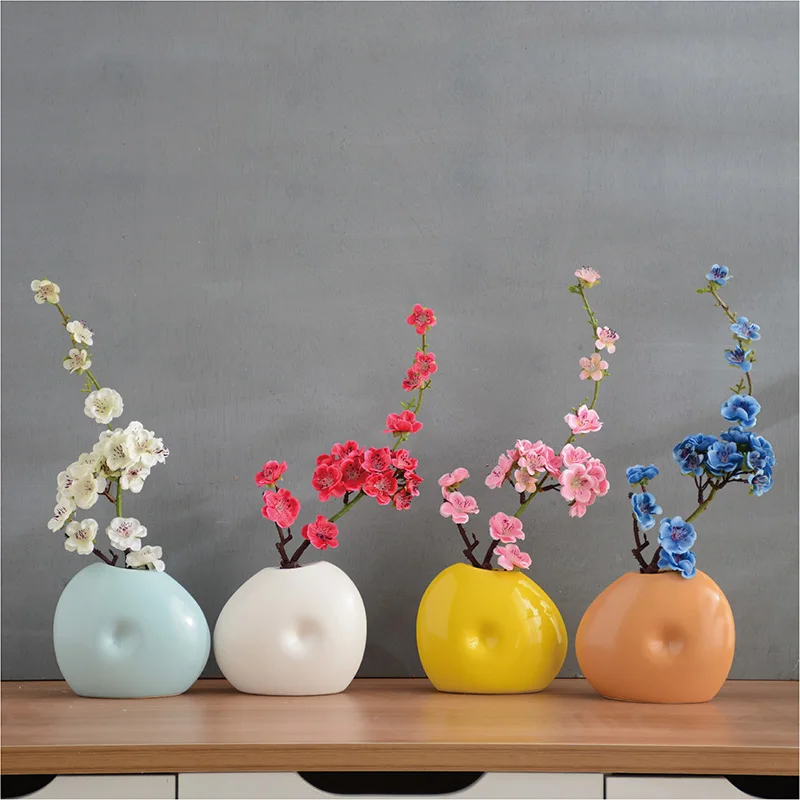 

Classic Ceramic vase Buddhist mood Plum blossom Flat bottle sets Dry flowers Crafts creative gift home wedding decoration