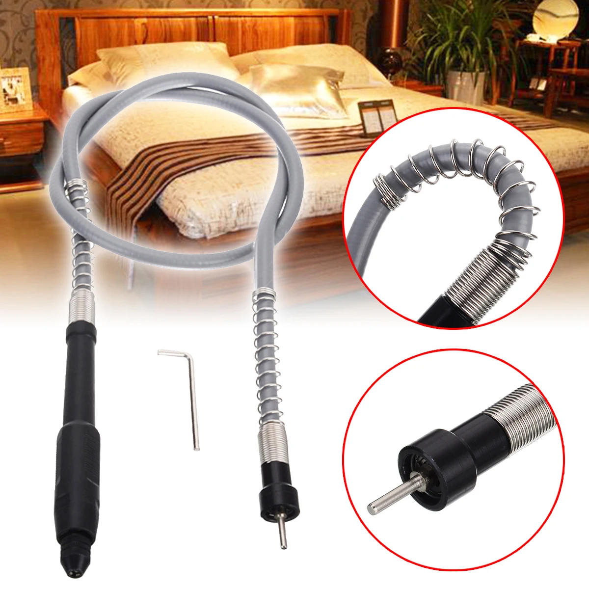 

Practical Extension Cord Flexible Shaft Rotary Grinder Tool + M8 Keyless Chuck Attachment Rotary Tool Accessories 105cm