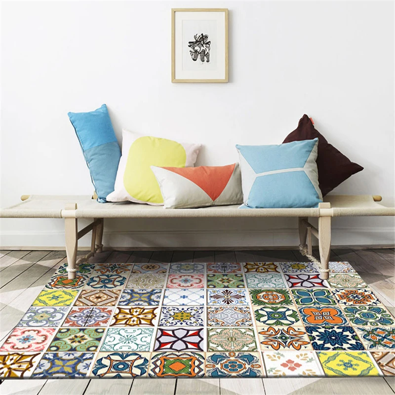 AOVOLL ковры для гостиной, Европейский геометрический этнический стиль, цветной мозаичный ковер, ковер для спальни, коврик для детской комнаты