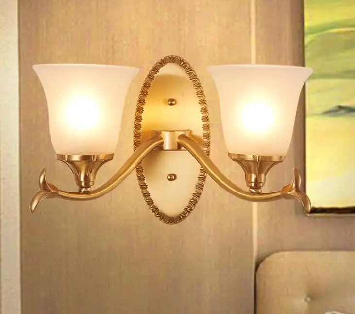 American pure copper Wall Lamps living room bedroom bedside wall lamp