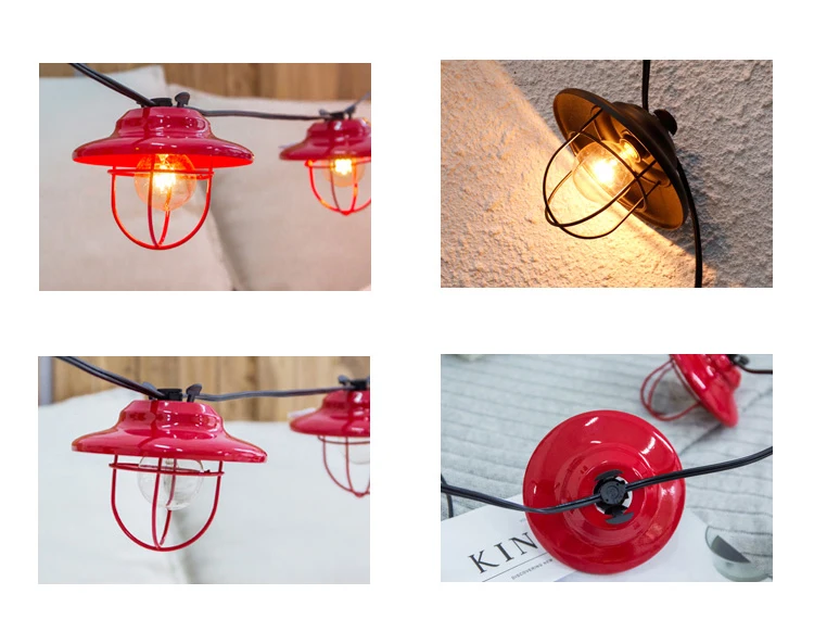 Retro Red LampShade Big Ball Globe Festoon Led String Light 3M Outdoor Garden Patio Fairy Garland Party Christmas Holiday Light