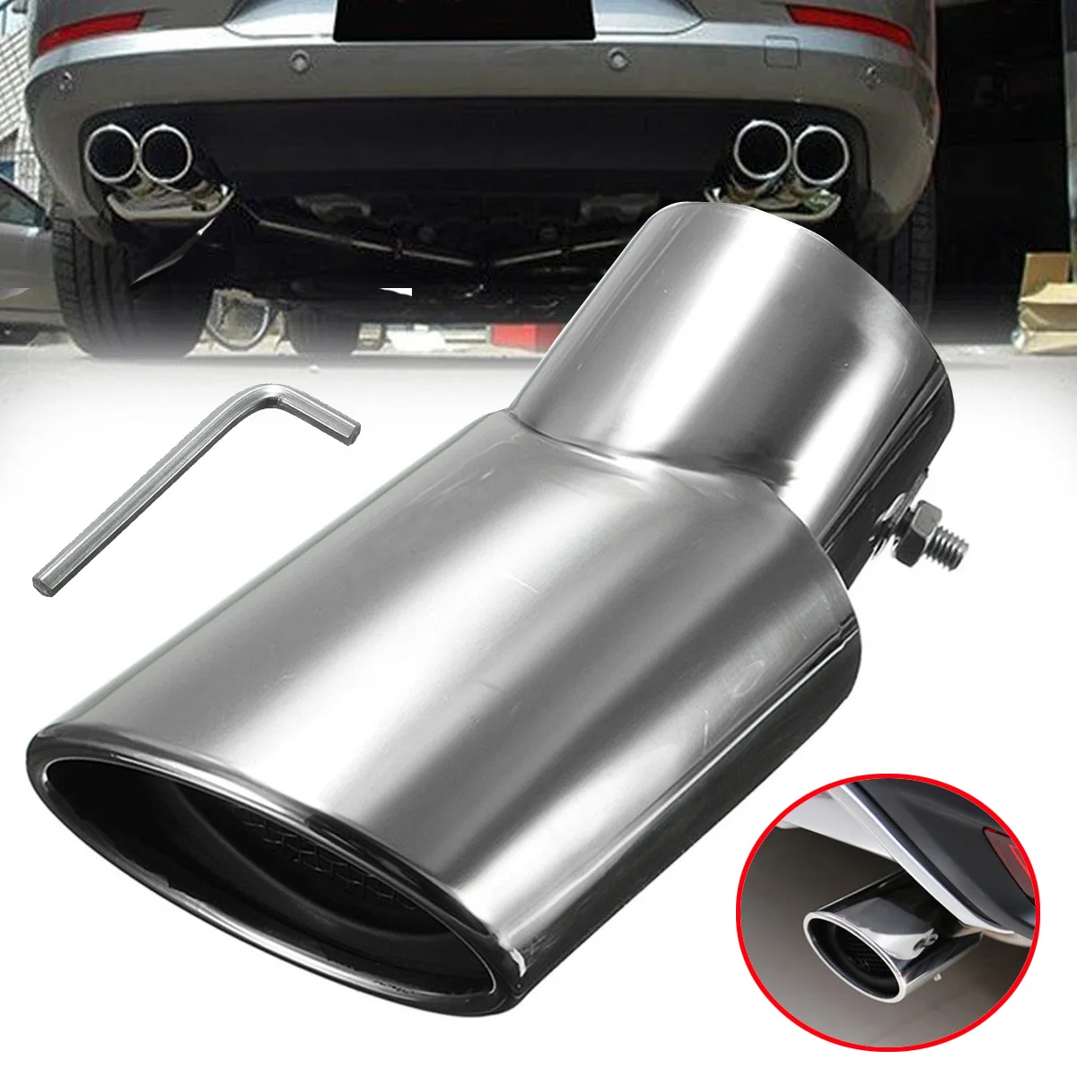 New White Rear Exhaust Muffler Tip End Pipe Stainless 1pcs For Honda