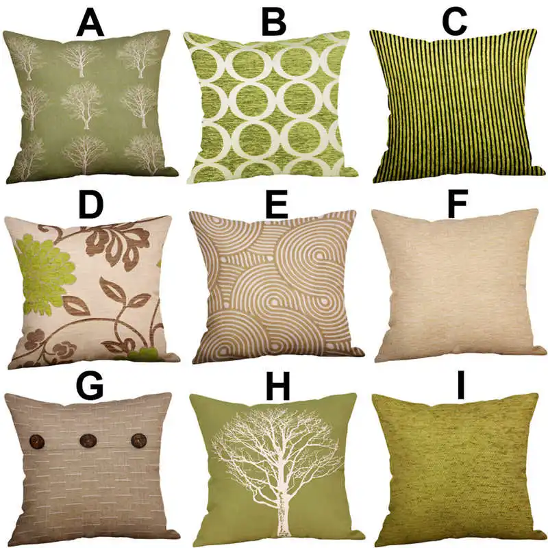 Green Lime Natural Cream Cotton Linen Pillow Case Sofa 4545 Cover pillow covers decorative embroidered Home Decor #3o11#f (1)