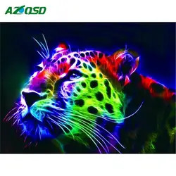 AZQSD алмаз живопись животных полный квадратный алмаз вышивка Leopard картина стразами Алмазная мозаика подарок