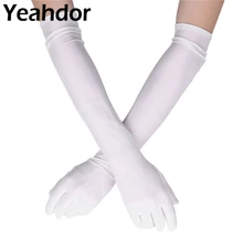 1 пара Для женщин свадебные Полный Finger Локоть Длина эластичный защиты от солнца длинные перчатки варежки для Свадебная фотография аксессуар