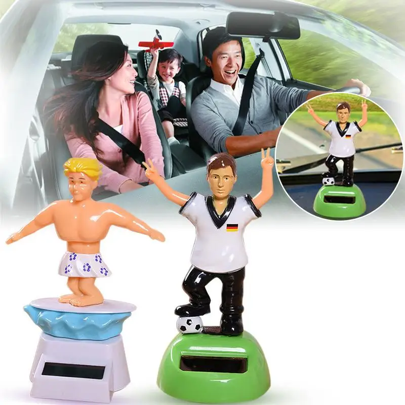 Figurine Solaire Dansante Pompier - Décoration Pour Voiture, Bureau, Rebord De Fenêtre - 4,5x5,7x10 Cm - Sans Piles