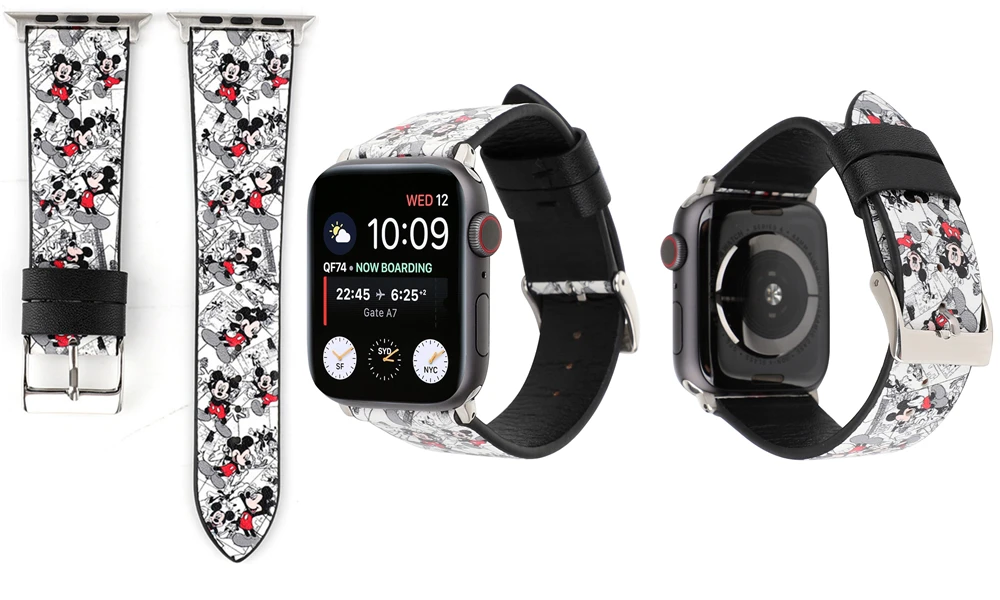 Ремешок для iwatch Apple Watch Series 1234 44 мм 40 мм 38 мм 42 мм Микки Маус Минни мультфильм ремешки для часов