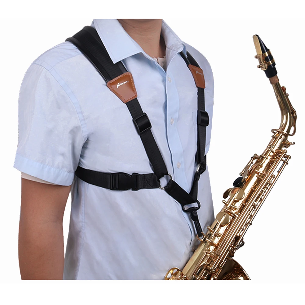 MoonEmbassy Adjustable Saxophone Strap Double Shoulder Strap with Metal Hook for Children Beginner Sax Accessories