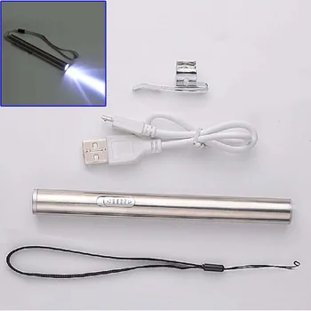 

13cm Portable Mini Pen Flashlight Stainless Steel USB Rechargeable LED Superbright Electric Torch -- JDH99