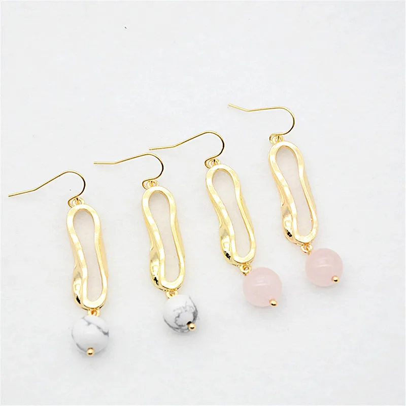 

Free shipping fashion ladies jewelry simple style girls long section earrings synthetic stone pendant elegant temperament Simple