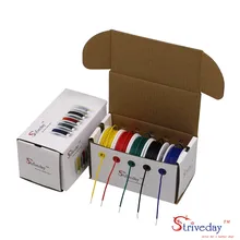 Kit de fils électriques UL 1007 22AWG, 40m, en cuivre étamé, PCB, 5 couleurs, mélange de fils solides, bricolage
