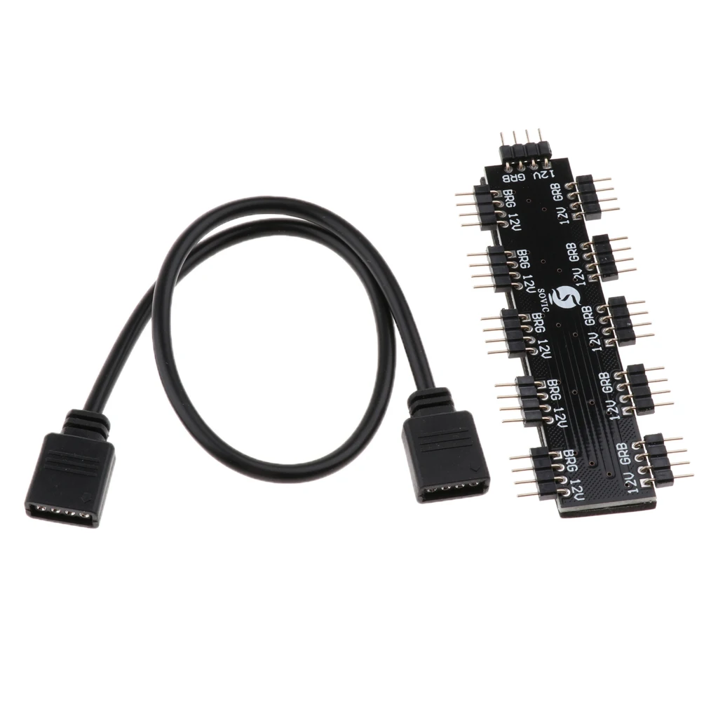 

Motherboard RGB Fan Hub Splitter Controller 4Pin 12V for PC Computer Case