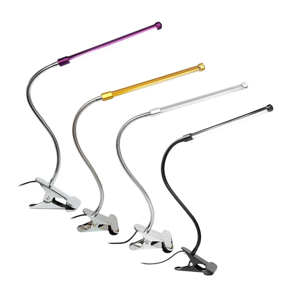 

Rechargeable LED Clamp Clip Light Dimmable Flexible Aluminum Alloy Reading Desk Table Lamp Gold Silver Purple Black