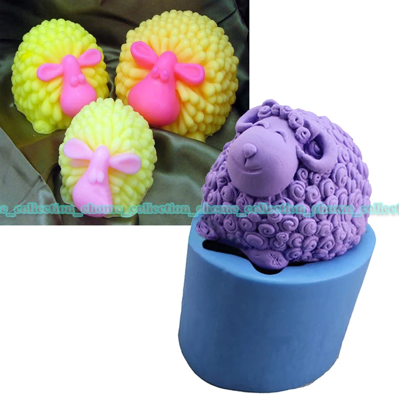 2pcs/set new silicone 3D Cute sheep Goat lovely ram soap mold soap