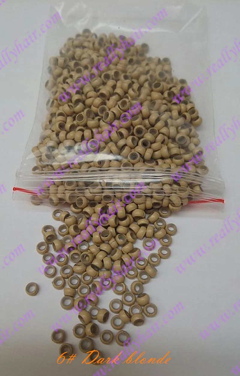 

1000pcs/pack Dark blonde silicone micro nano bead with silicone line for Nano Hair Extensions tool kit 7 Colors Optional