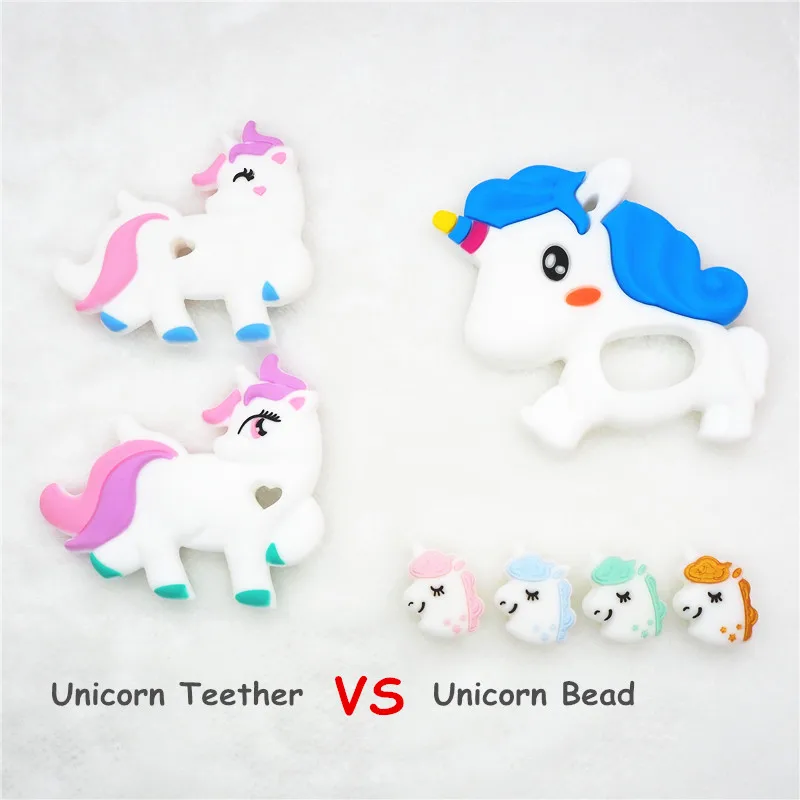 

Chenkai 10PCS BPA Free Silicone Unicorn Teether Beads DIY Baby Shower Animal Pacifier Dummy Teething Sensory Nursing Toy