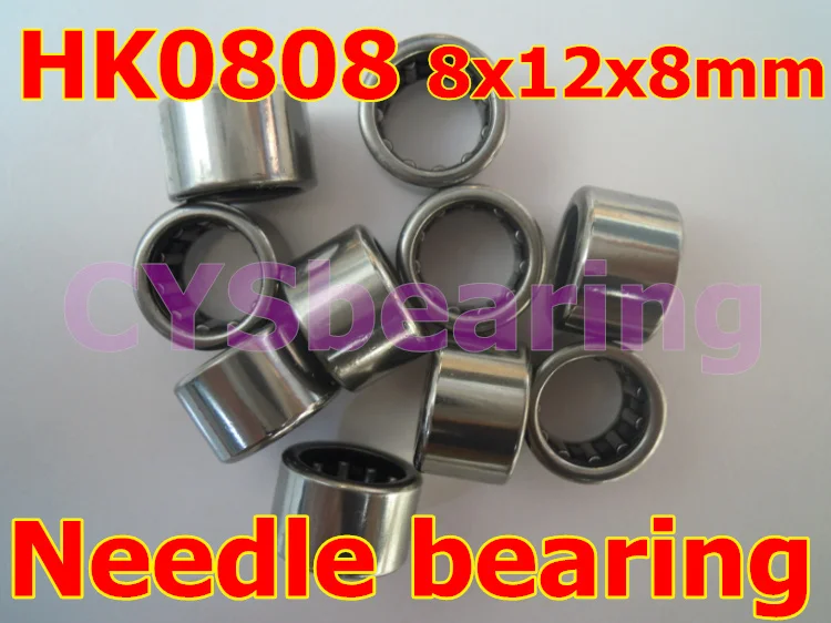 HK0808 8x12x8mm Open End Drawn Cup Type Needle Roller Bearing 