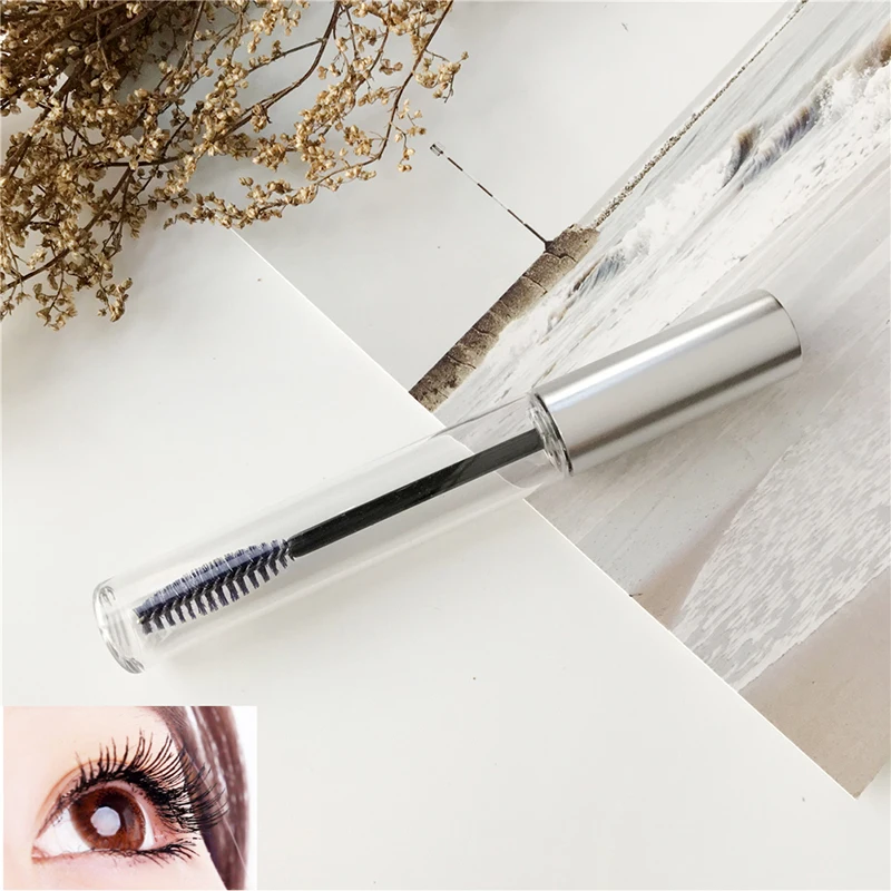 

Empty Mascara Tube Eyelash Cream Vial Liquid clear Bottle Container Silver Cap Wuth Plug Cosmetic Mascara Packaging Makup Tool