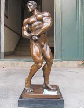 

Western 100% Bronze Marble statue Art Muscle man Bodybuilder Classic Sculpture gift arts crafts