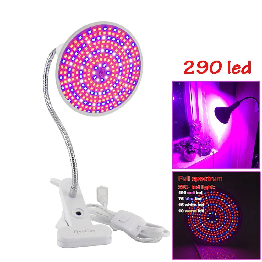 

E27 290 LED Indoor Plant Grow Light Lamp Full Spectrum Bulb desk Holder set Hydroponic for Seeds Flower Vegetables greenhouse