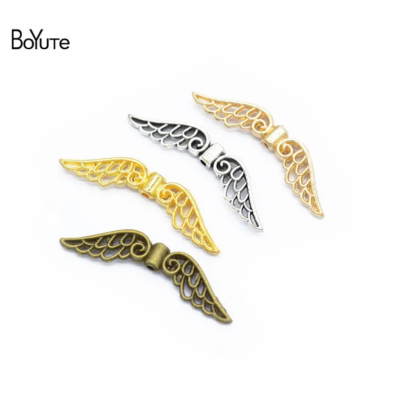 

BoYuTe (100 Pieces/Lot) 31*8MM with 1MM Hole Metal Alloy Angel Wing Beads Diy Hand Made Jewelry Accessories Wholesale