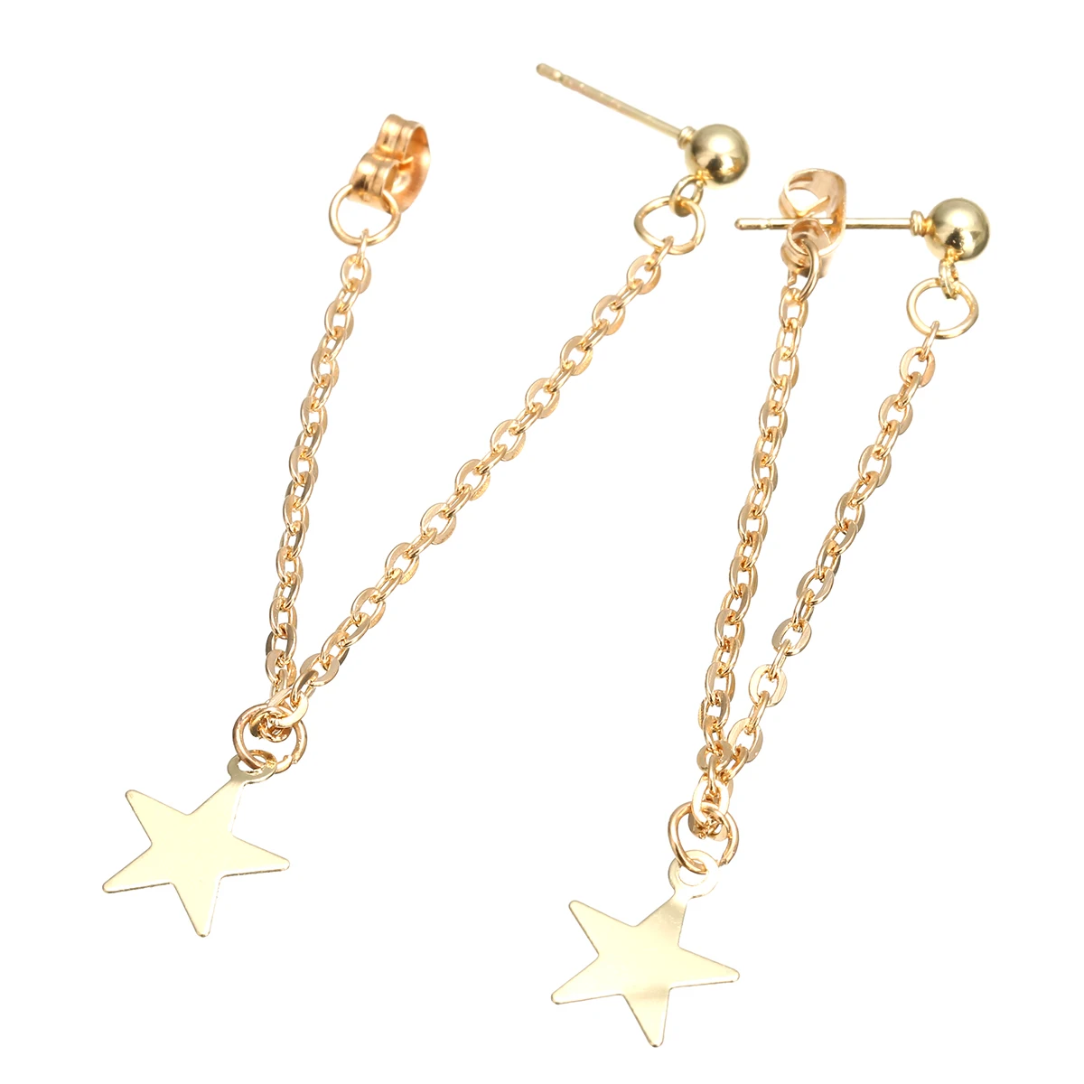 Charming Stylish Five-pointed Star Chain Tassel Pendant Earrings Gold Color Chic Dangle Earrings Fashion Jewelry Gifts For Women
