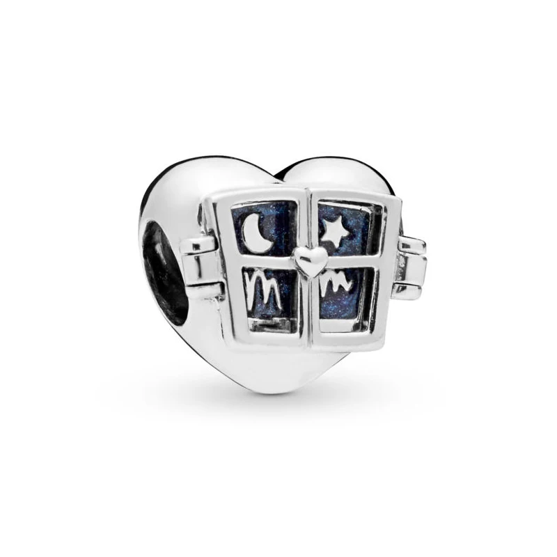 

Free Shipping Authentic 925 Sterling Silver Window Heart Charms Bead Fit Original Pandora Bracelet For Women DIY Jewelry