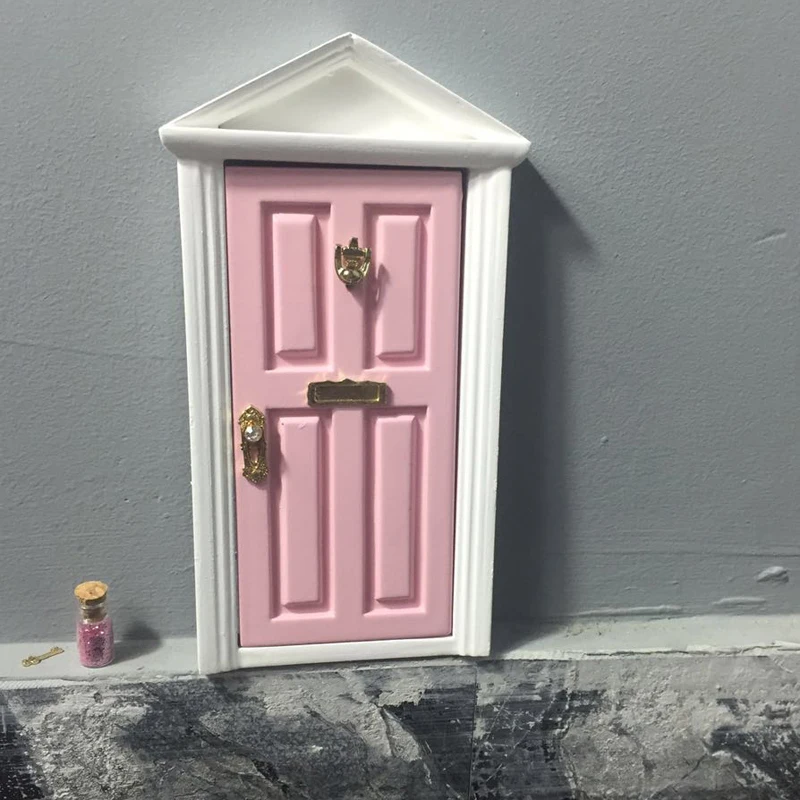 Handmade 112 Miniature Wooden Steeple triangle top Door with Hardware