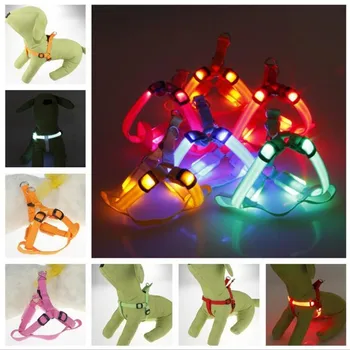 

Nylon LED Dog Harness Pet Cat Dog Collar Harness Vest High Quality Safety Lighted Dog Harness Small / Big / Large Size 100pcs