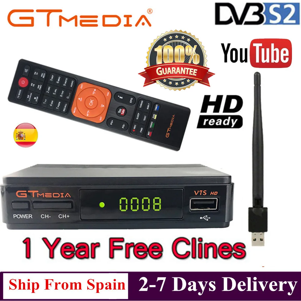 

V7S HD DVB-S2 N/S Europe America Digital Satellite Receiver TV Tuner Support Wifi HD Youtube IKS CS Cccam Newcam Power Vu Biss