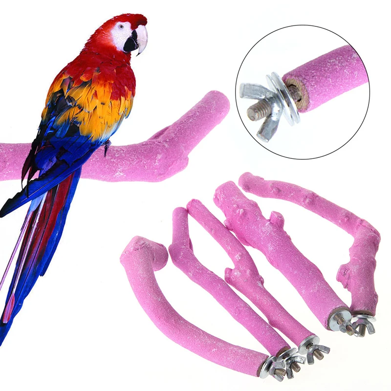 

1pc Pet Bird Cage Perches Stand Platform Chew Toy Paw Grinding For Parrot Parakeet Color Random Delivery