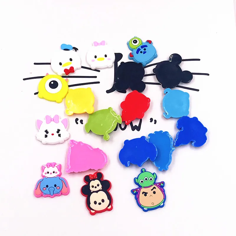 

10pcs Cartoon TSUM Mickey Minnie bear cat silicone Accessories Flat back PVC DIY Gadgets Bracelets Shoe charms hair accessories