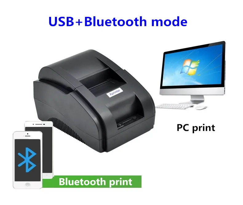 Xprinter 58 Bluetooth принтер USB+ Bluetooth тепловой маленький билетный принтер Счетная машина Android и POS кассовый чек