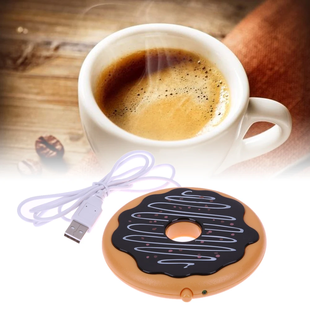 Donut Cup Warmer Electronic Cookie Mug Warmer Cute Hot Coaster Office Tea Coffee Heater Heating Pad