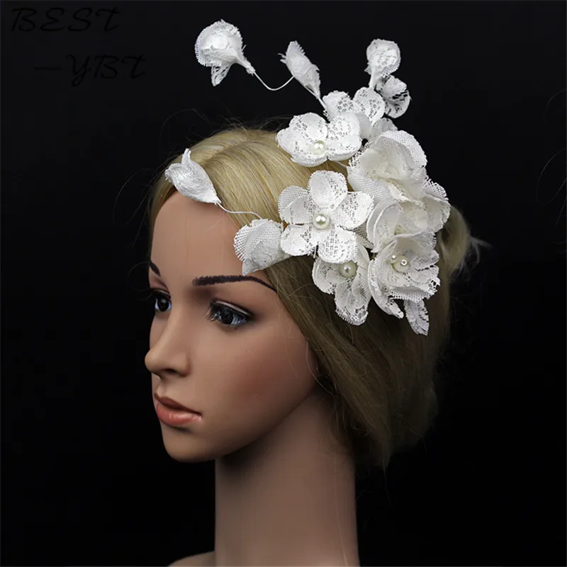 

High quality Mini Hat White Lace Fascinator Flower Hair Clip Wedding Hats And Bridal Hair Acessories
