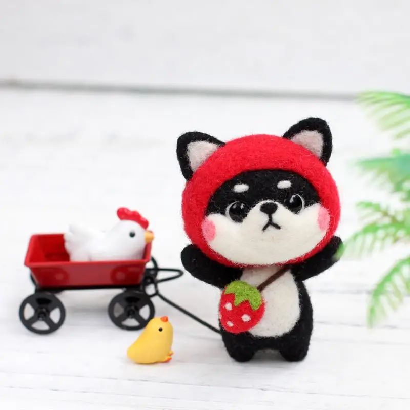 

Strawberry Doll Wool Felt Craft DIY Non Finished Poked Set Handcraft Kit For Needle Material Bag Pack