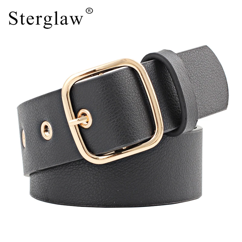 

103x3.5cm New rivet Leather Belts for women jeans pin buckle gold black luxury punk black wide belt strap waistband female N061