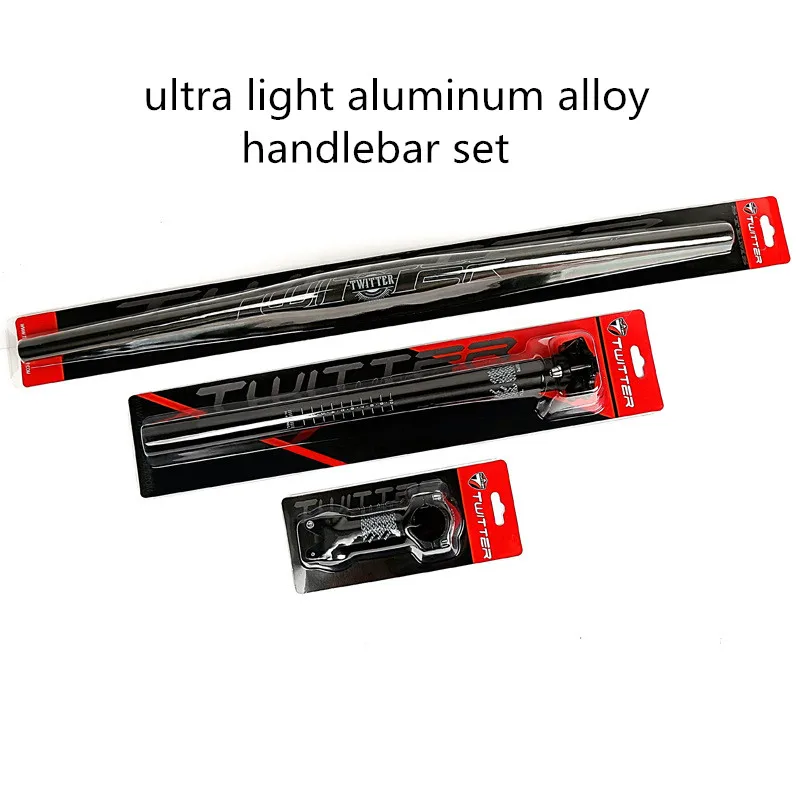 cheap MEROCA mountain handlebars three piece boxed aluminum alloy ultra light handle handlebar 620mm set stem seatpost seat